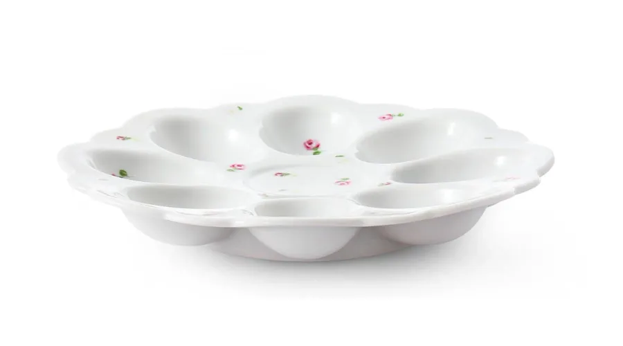 obrazek 2 Stylowa taca na jajka z porcelany zdobiona delikatnym motywem róży – Leander
