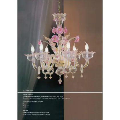 Zdjęcie Wyjątkowy 6-punktowy żyrandol w kolorze transparentnym z dekoracjami - Il Paralume Marina