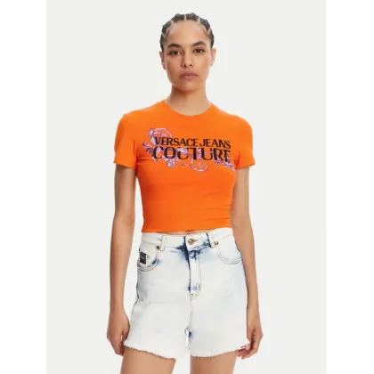 Zdjęcie Versace Jeans Couture T-Shirt 78HAHC05 Pomarańczowy Slim Fit