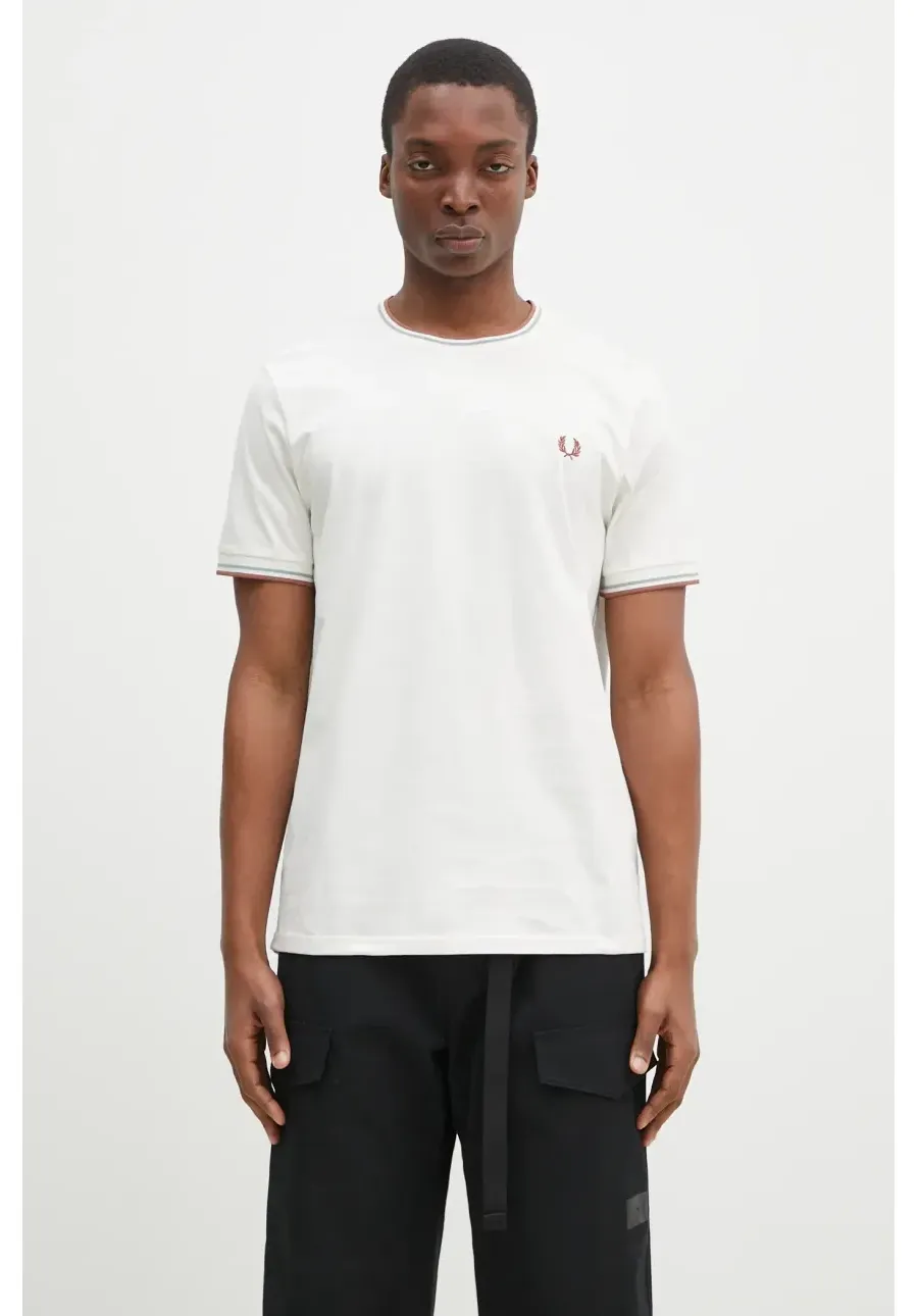 obrazek 1 Fred Perry t-shirt bawełniany męski kolor beżowy gładki M1588.Y20