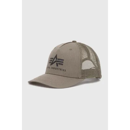 Zdjęcie Alpha Industries czapka z daszkiem kolor zielony z nadrukiem 186902.257-DarkGreen