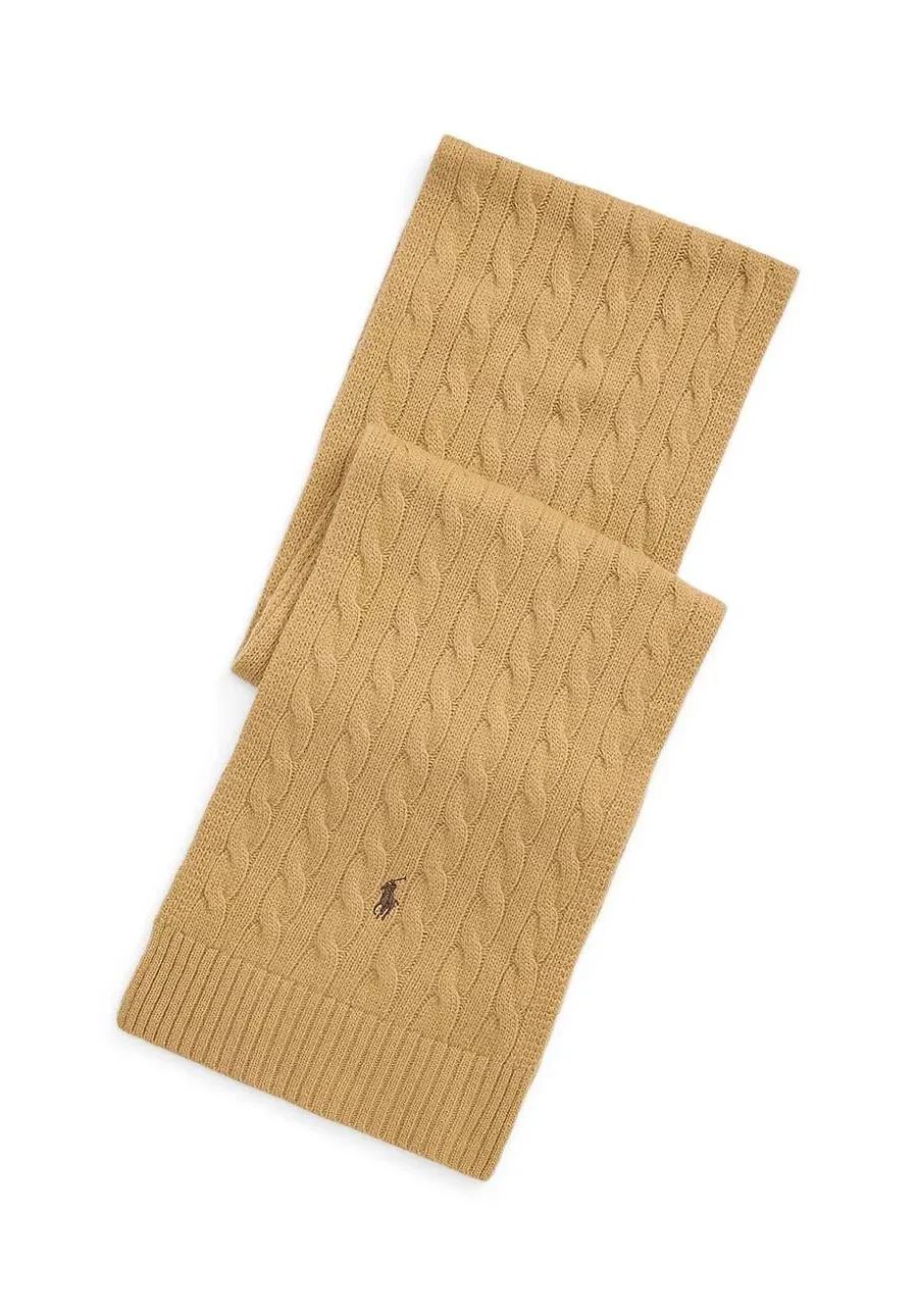 obrazek 1 Polo Ralph Lauren szalik Classic Cable Scarf męski kolor beżowy z aplikacją 449959345
