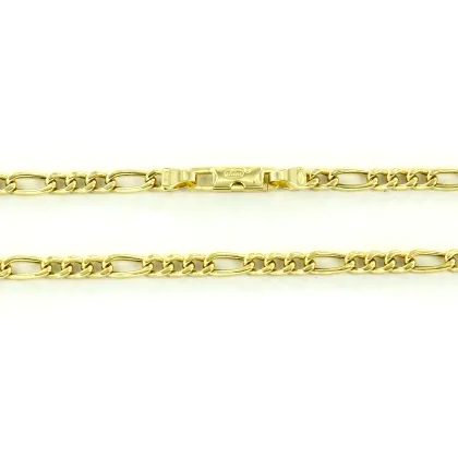 Picture Italian men's chain in yellow gold with alternating bezel - 50 cm