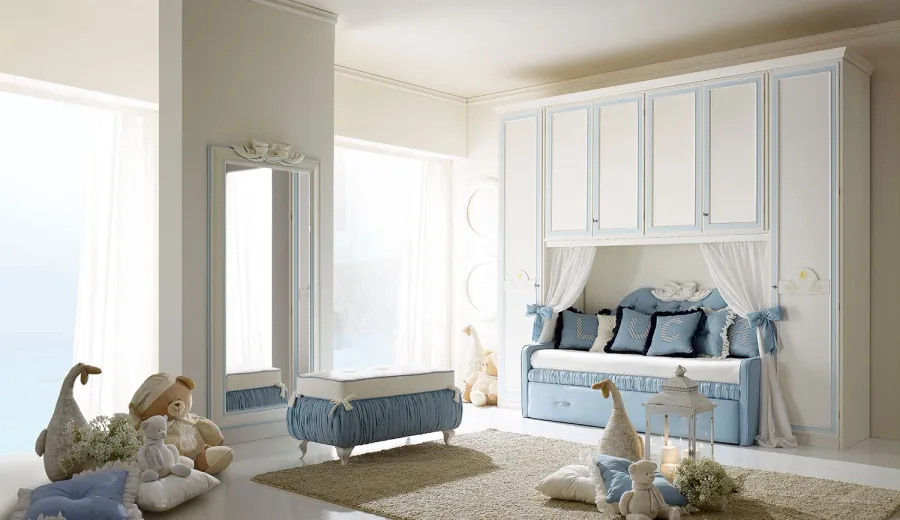 obrazek 1 Rozkładana sofa z wyściełanymi bokami i wysuwaną szufladą - Ferretti e Ferretti
