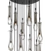 Picture Stylish cascade chandelier with drops made of sooty Murano glass - Il Paralume Marina