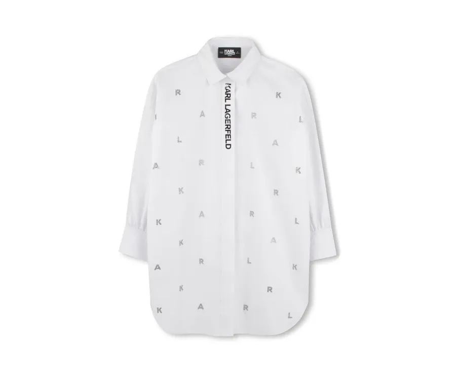 obrazek 1 Karl Lagerfeld Kids Sukienka koszulowa Z30463 S Biały Relaxed Fit
