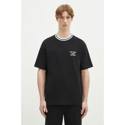 Zdjęcie Drôle de Monsieur t-shirt bawełniany Le T-Shirt Slogan Sport męski kolor czarny z nadrukiem F-TS189-CO002-BL