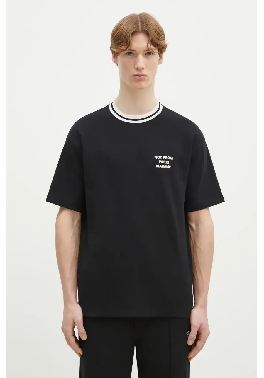 obrazek 1 Drôle de Monsieur t-shirt bawełniany Le T-Shirt Slogan Sport męski kolor czarny z nadrukiem F-TS189-CO002-BL
