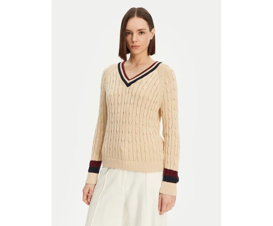 obrazek 1 Tommy Hilfiger Sweter Varsity WW0WW43972 Beżowy Regular Fit