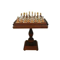 Zdjęcie Stół do szachów z figurami platerowanymi złotem i srebrem 156GS+TAV520