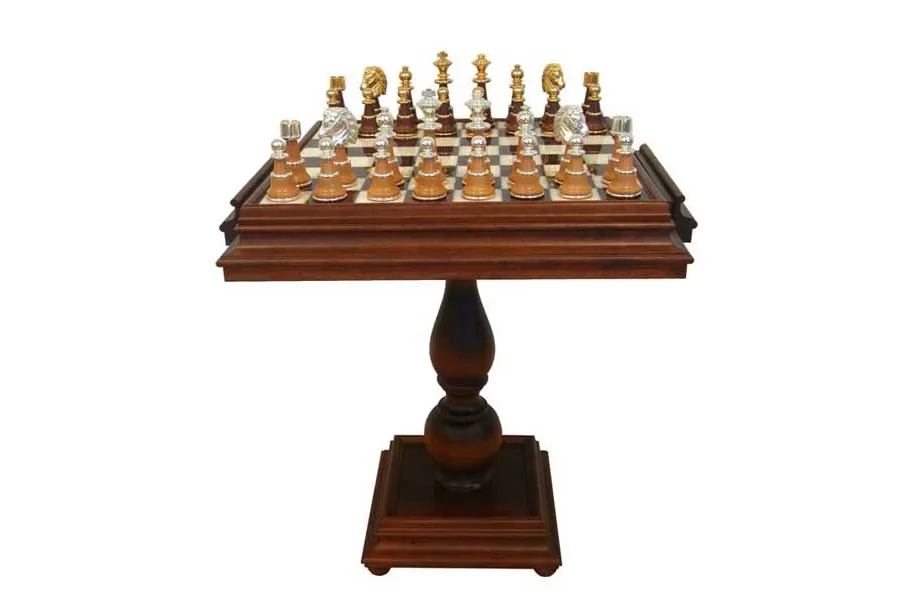 obrazek 1 Stół do szachów z figurami platerowanymi złotem i srebrem 156GS+TAV520