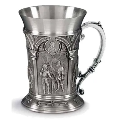 Zdjęcie Wyjątkowy kubek cynowy z uchwytem 0,25 l