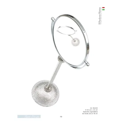 Zdjęcie Piękne lusterko stołowe z lupą (2×) z mosiądzu krome z elementami Swarovskiego - Il Paralume Marina