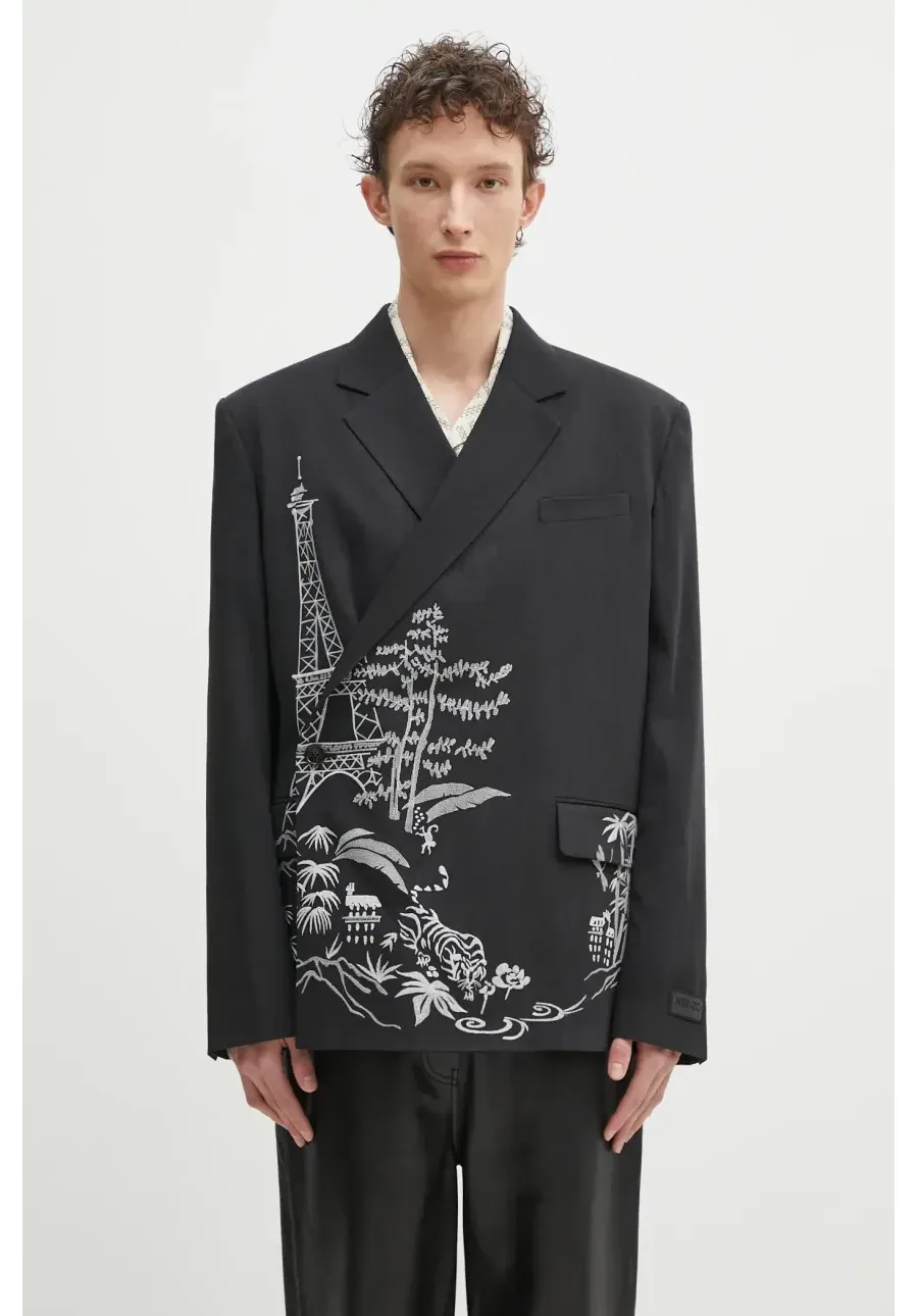 obrazek 1 Kenzo marynarka z domieszką wełny męska kolor czarny FF55VE1429RI.99
