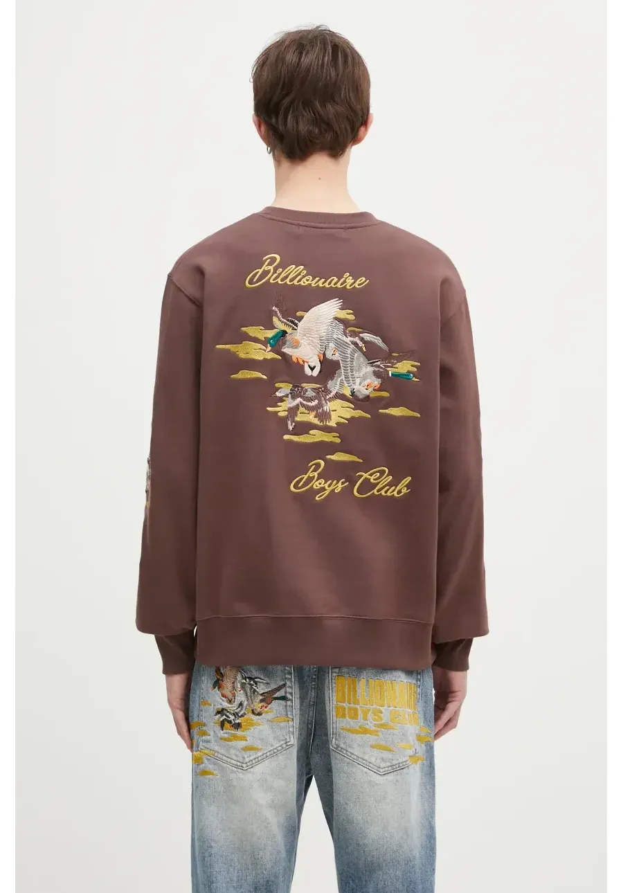 obrazek 1 Billionaire Boys Club bluza bawełniana Duck Embroidered Crewneck męska kolor brązowy z aplikacją B24441