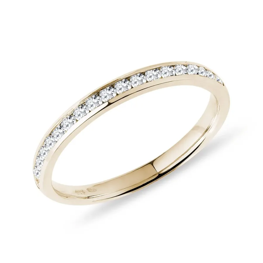 obrazek 1 Minimalistyczna obrączka z żółtego złota z diamentem KLENOTA