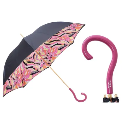 Zdjęcie Stylowy parasol damski w kolorze czarno-różowym – Pasotti
