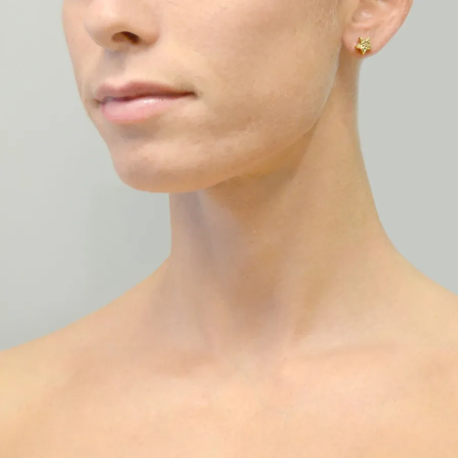 obrazek 2 Damskie kolczyki gwiazdki z fasetowanego żółtego złota