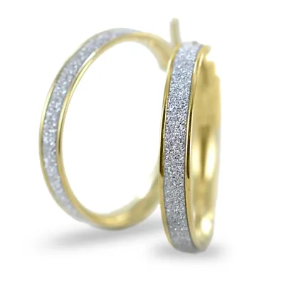 Zdjęcie Okrągłe kolczyki z żółtego złota z brokatem