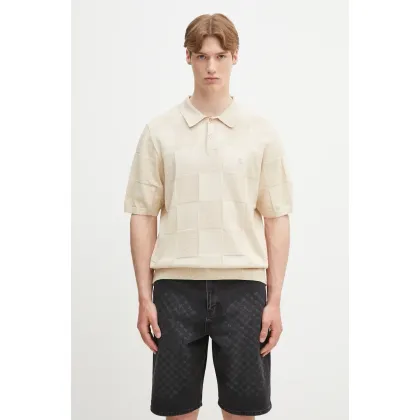 Zdjęcie Carhartt WIP polo bawełniane S/S Checker Polo męski kolor beżowy gładki I034535