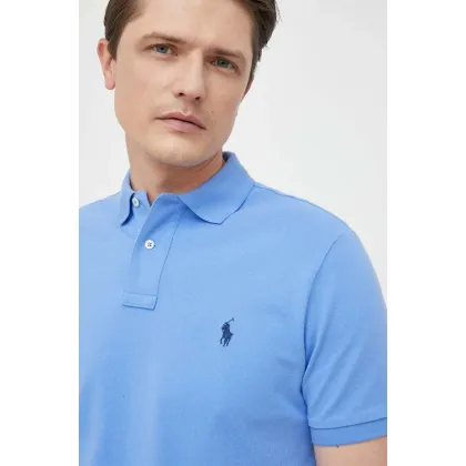 Zdjęcie Polo Ralph Lauren polo bawełniane kolor niebieski gładki