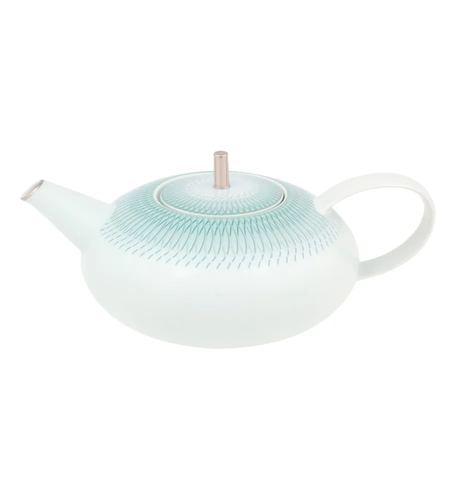 obrazek 1 Biały porcelanowy dzbanek do herbaty Venezia z subtelnym turkusowym ornamentem - Vista Alegre