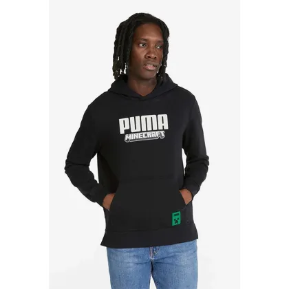 Zdjęcie Puma bluza bawełniana x Minecraft męska kolor czarny z kapturem z nadrukiem 534376.01-CZARNY