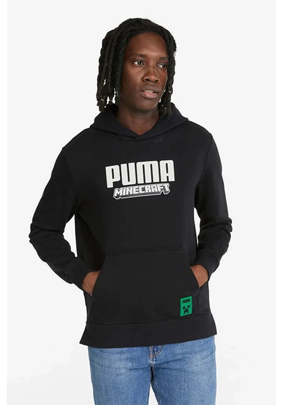 obrazek 1 Puma bluza bawełniana x Minecraft męska kolor czarny z kapturem z nadrukiem 534376.01-CZARNY