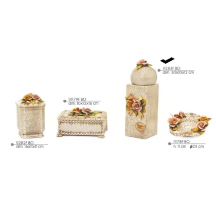 Picture Tall box with a round lid decorated with flowers -