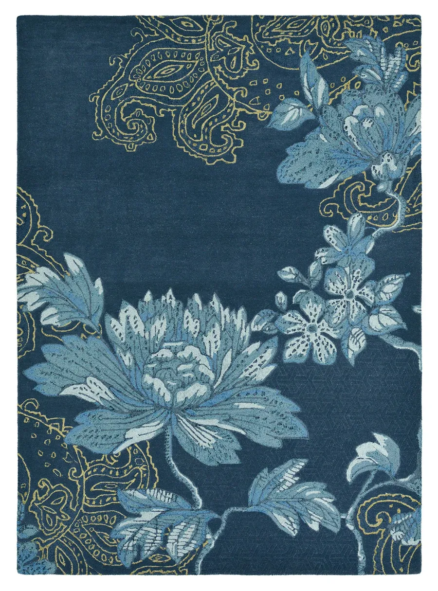 obrazek 1 Stylowy niebieski dywan w kwiaty - FABLED FLORAL NAVY 37508