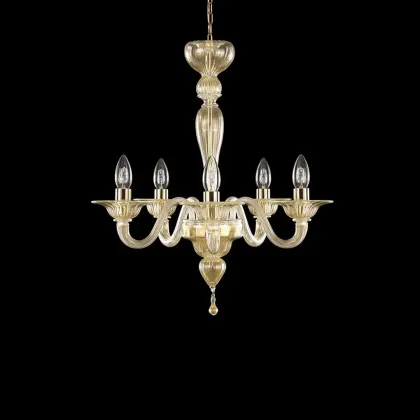 Zdjęcie Śliczny włoski szklany żyrandol do salonu - ręczne wykonanie ze szkła murano