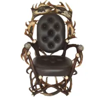 Zdjęcie Zdobiony fotel gabinetowy z poroża 80x90x130 cm