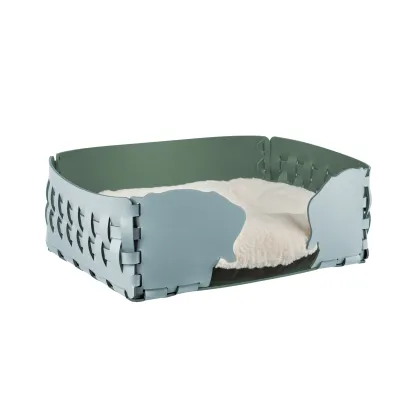 Zdjęcie Jasnobłękitne pastelowe legowisko dla psa 35x20xH15 cm zdobione motywem psich głów