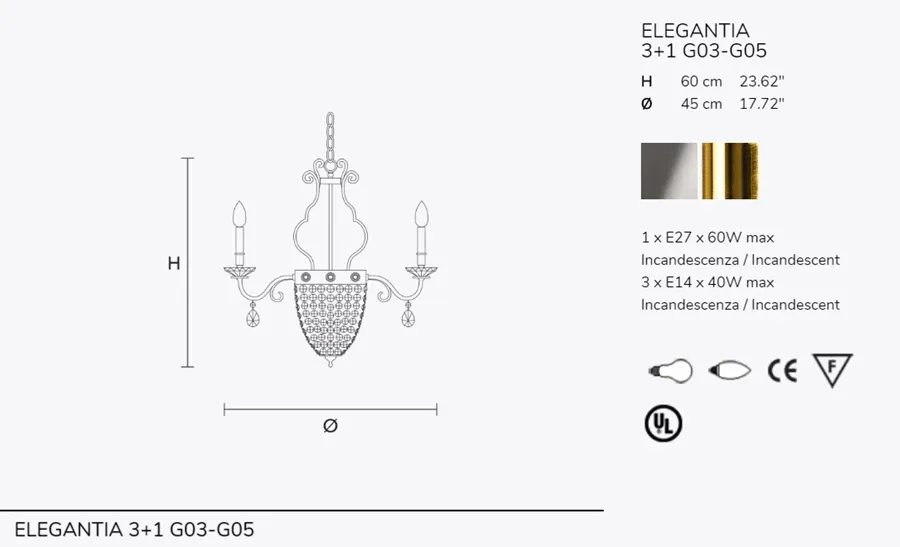 obrazek 4 Złoty żyrandol z kryształowymi dodatkami - Elegantia