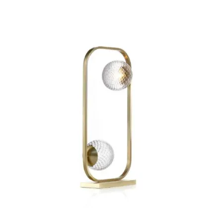 Picture Table lamp with brass tube and Murano glass balls