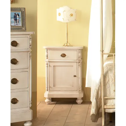 Picture Original Italian bedside table with a drawer and solid wood door