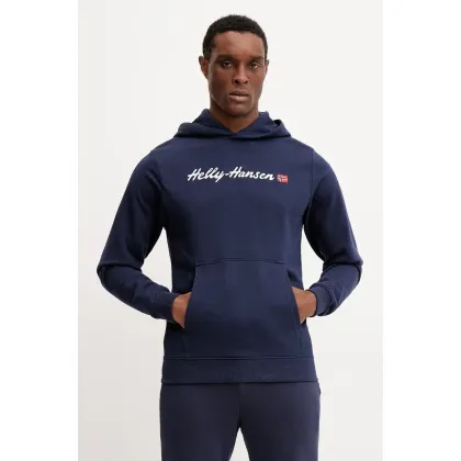 Zdjęcie Helly Hansen bluza męska kolor granatowy z kapturem z aplikacją