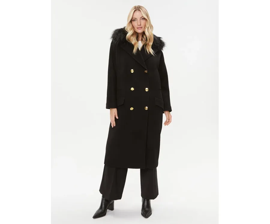 obrazek 1 Elisabetta Franchi Płaszcz wełniany CP-44D-36E2-008339 Czarny Regular Fit