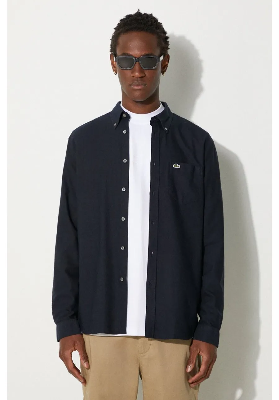 obrazek 1 Lacoste koszula bawełniana męska kolor niebieski regular z kołnierzykiem button-down