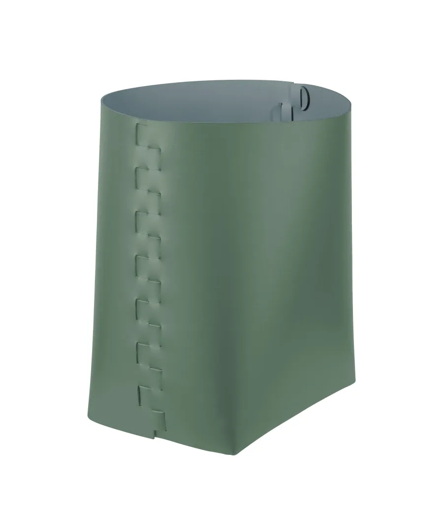 obrazek 1 Kosz Helena 35x30xH45 cm wykonany ze skóry w kolorze liści eukaliptusa