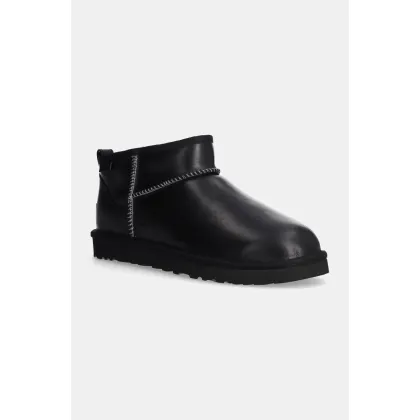 Zdjęcie UGG śniegowce skórzane Classic Ultra Mini Lthr Regen kolor czarny 1158191-BLK