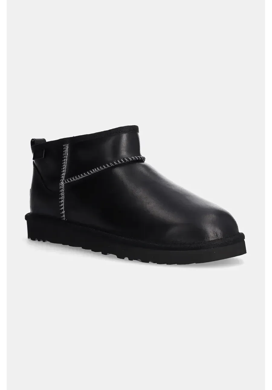 obrazek 1 UGG śniegowce skórzane Classic Ultra Mini Lthr Regen kolor czarny 1158191-BLK