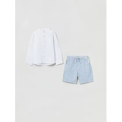 Zdjęcie OVS Komplet koszula i szorty materiałowe 1759155 Niebieski Regular Fit