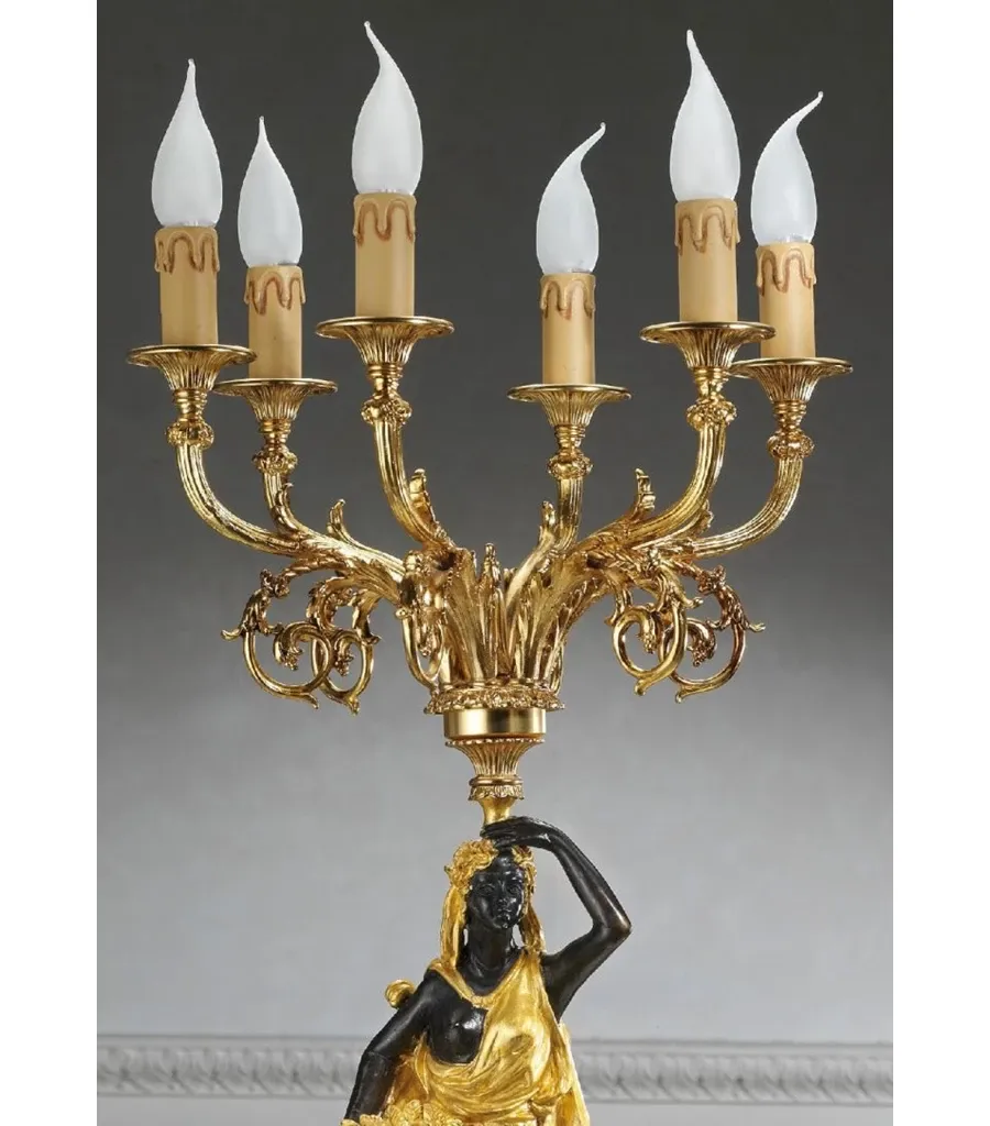 obrazek 3 Lampa stołowa z pozłacanego brązu z postacią