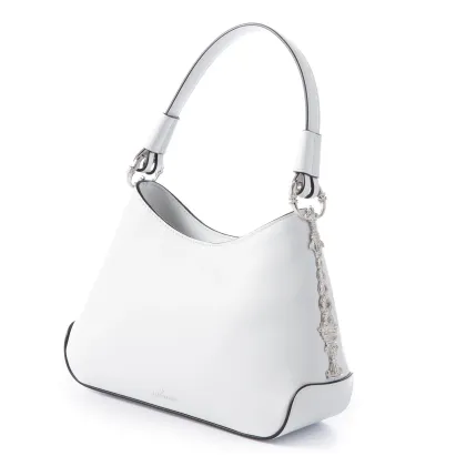 Picture White leather and silver Hobo bag – Pampaloni