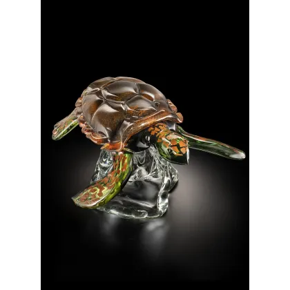 Zdjęcie Urokliwa figurka szklanego żółwia Murano