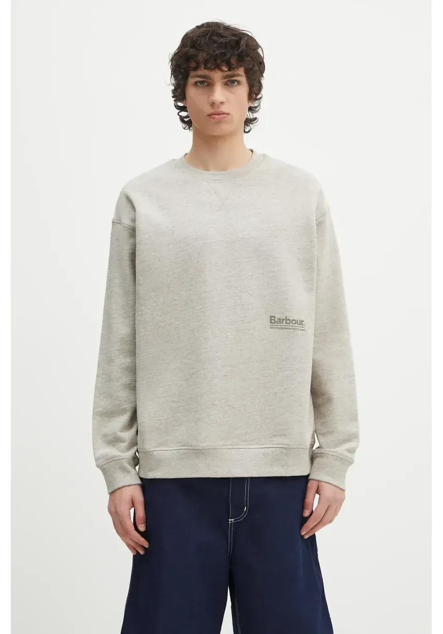 obrazek 1 Barbour bluza Barbour Calton OS Fit Crew Sweatshirt męska kolor beżowy melanżowa MOL0676