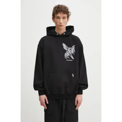 Zdjęcie Represent bluza bawełniana Elegance In Motion Hoodie męska kolor czarny z kapturem z nadrukiem MLM41065.01
