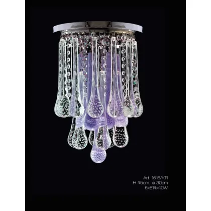 Zdjęcie Piękny mały żyrandol z kroplami ze szkła Murano i przezroczystymi kryształami Asfour – Il Paralume Marina