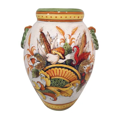 Picture Italian ceramic vase decorated with a cornucopia - a symbol of prosperity and happiness